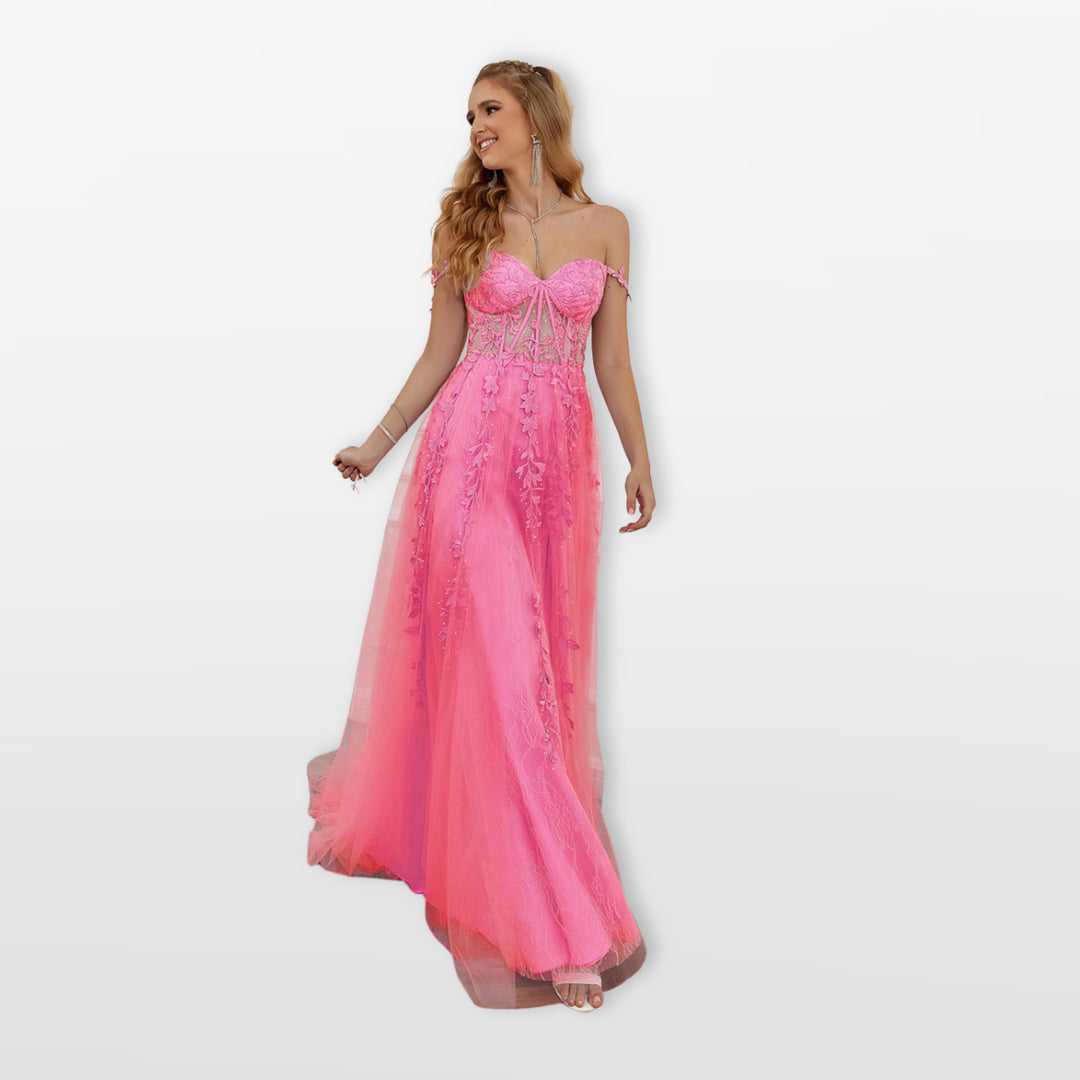 Robe Soirée Tulle Dentelle Bustier Fente Femme