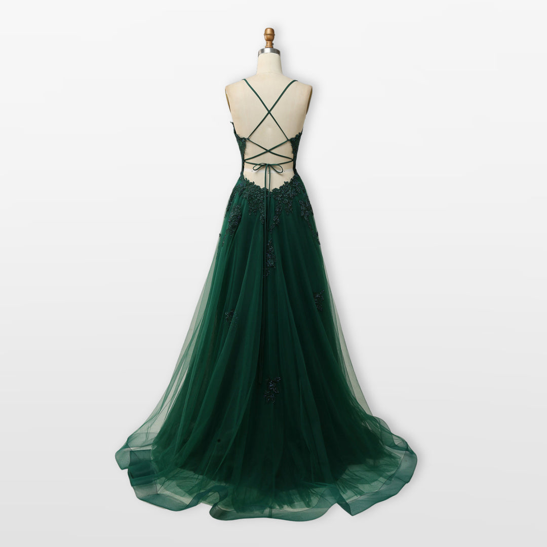 Robe Soirée Tulle Dentelle Dos Nu Femme