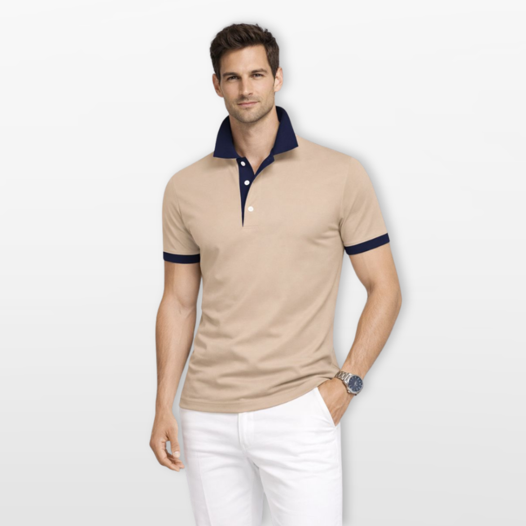 Polo Homme Coupe Ajustée Col Contrasté Élégant