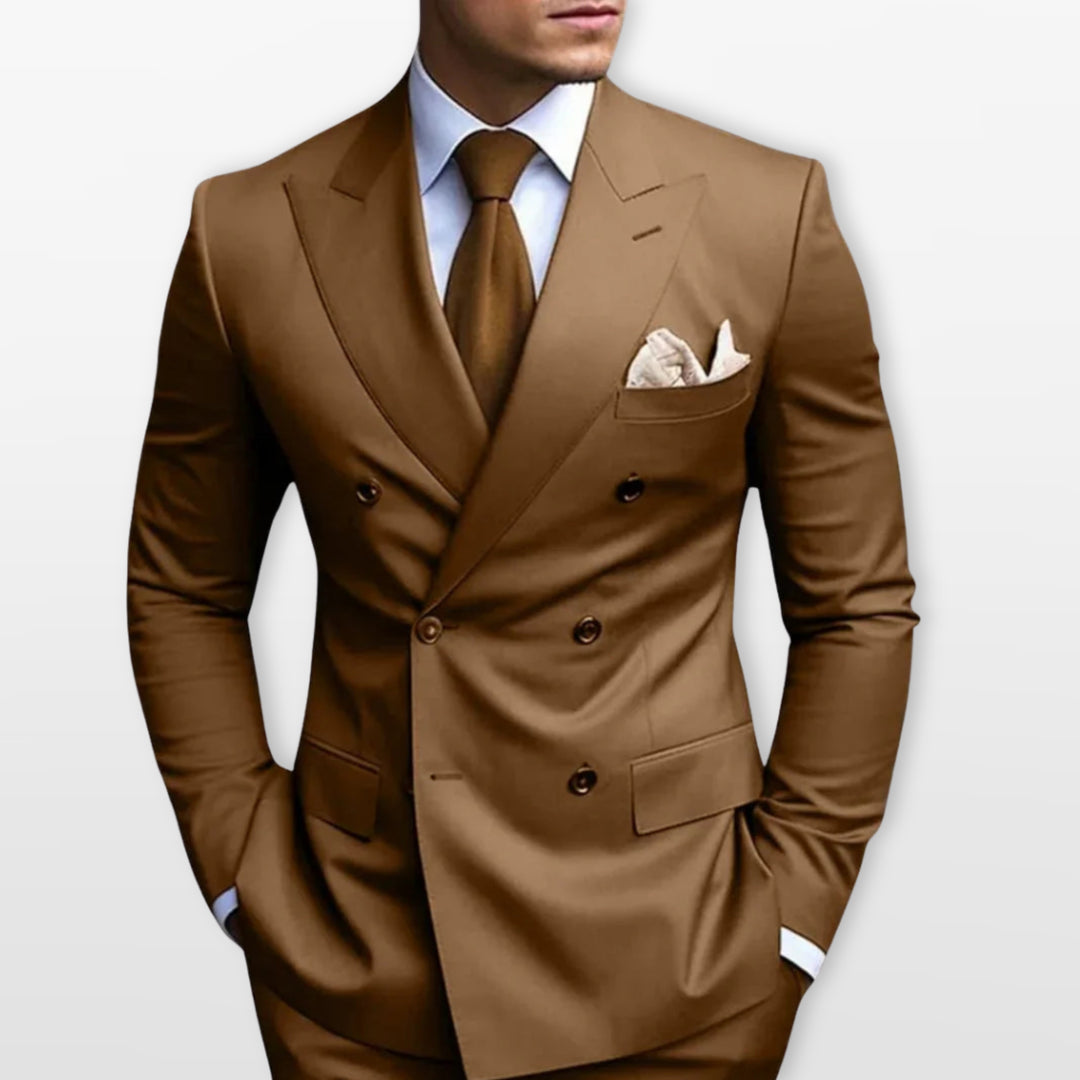 Costume Croisé Ajusté Élégant Homme
