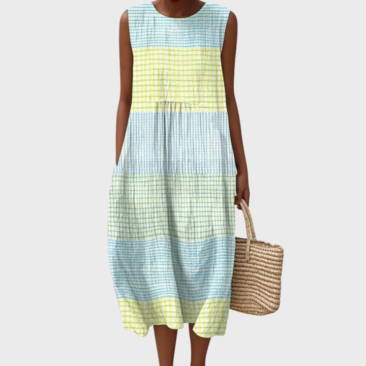 Robe Midi Sans Manches À Carreaux Femme