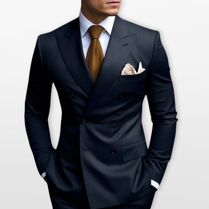 Costume Croisé Ajusté Élégant Homme