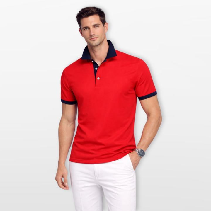 Polo Homme Coupe Ajustée Col Contrasté Élégant