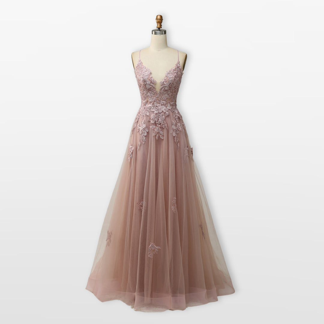 Robe Soirée Tulle Dentelle Dos Nu Femme