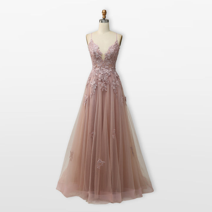 Robe Soirée Tulle Dentelle Dos Nu Femme