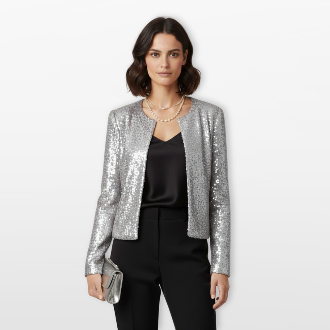 Veste Femme Sequins Courte Élégante Soirée