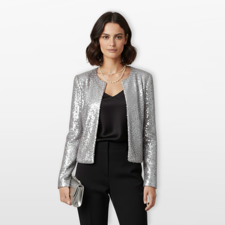 Veste Femme Sequins Courte Élégante Soirée