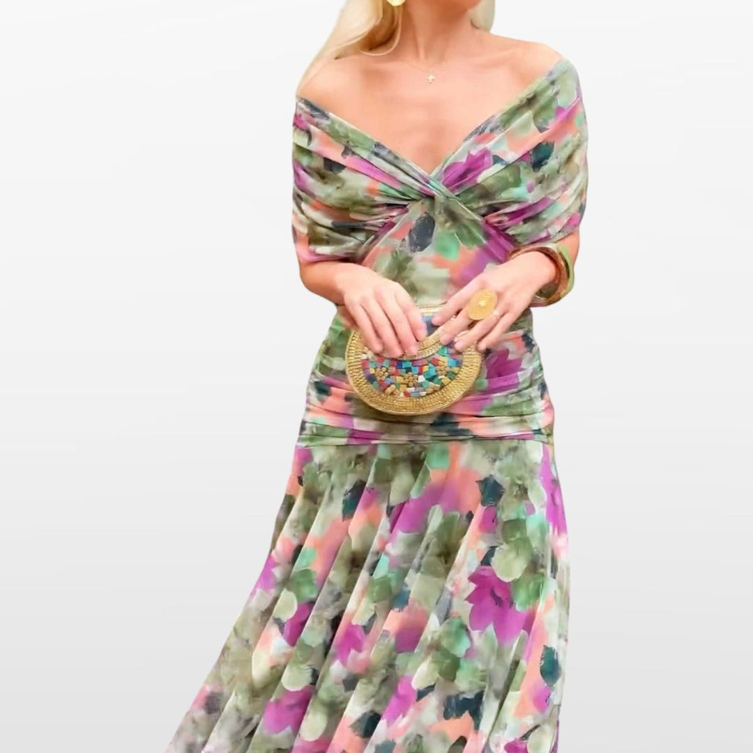 Robe Fleurie Épaules Dénudées Femme