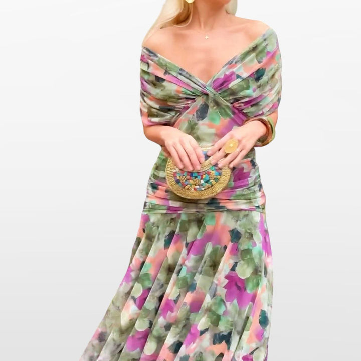 Robe Fleurie Épaules Dénudées Femme