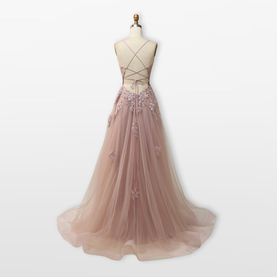 Robe Soirée Tulle Dentelle Dos Nu Femme
