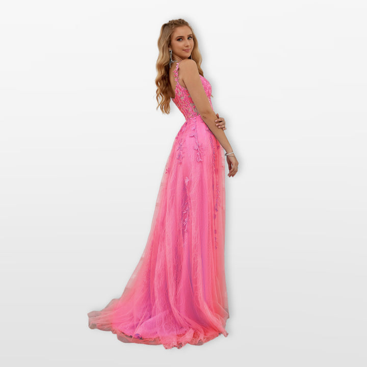 Robe Soirée Tulle Dentelle Bustier Fente Femme