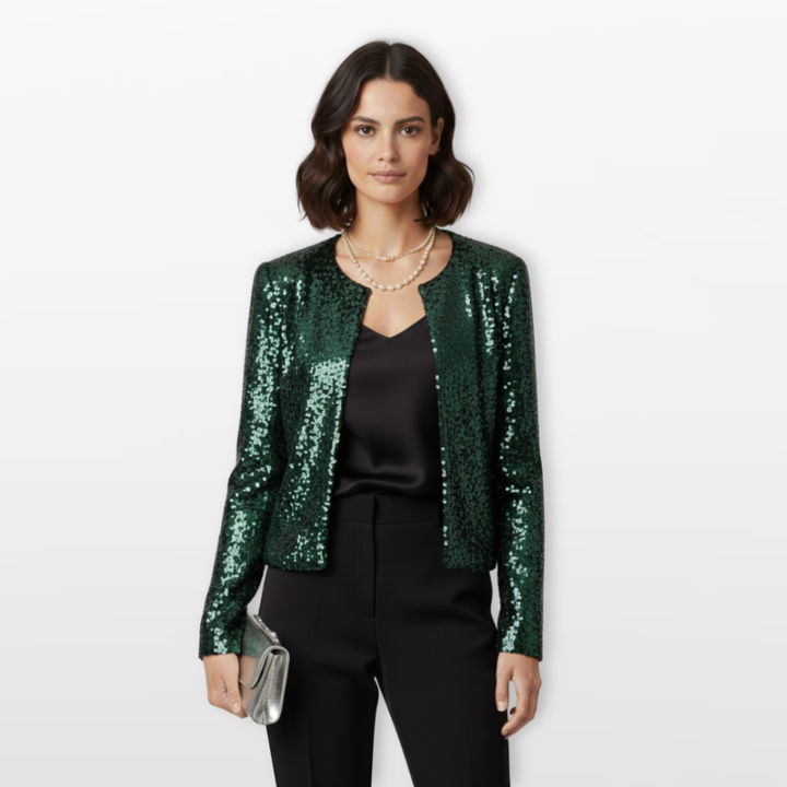 Veste Femme Sequins Courte Élégante Soirée