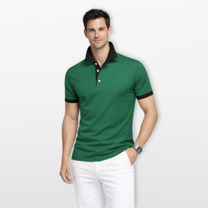 Polo Homme Coupe Ajustée Col Contrasté Élégant