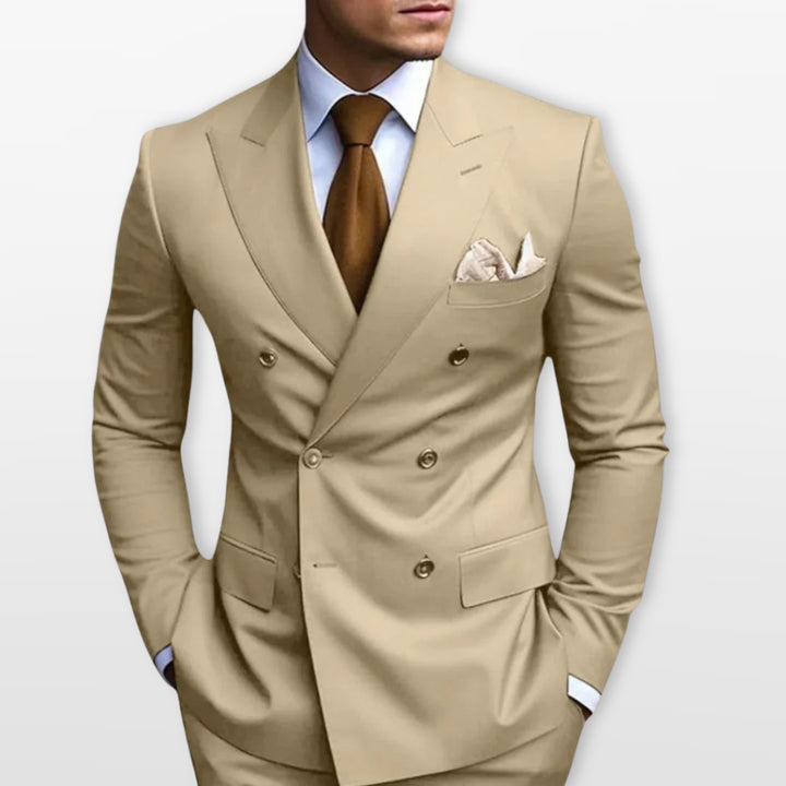 Costume Croisé Ajusté Élégant Homme