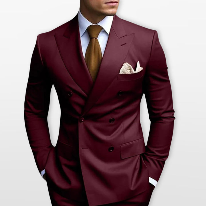 Costume Croisé Ajusté Élégant Homme