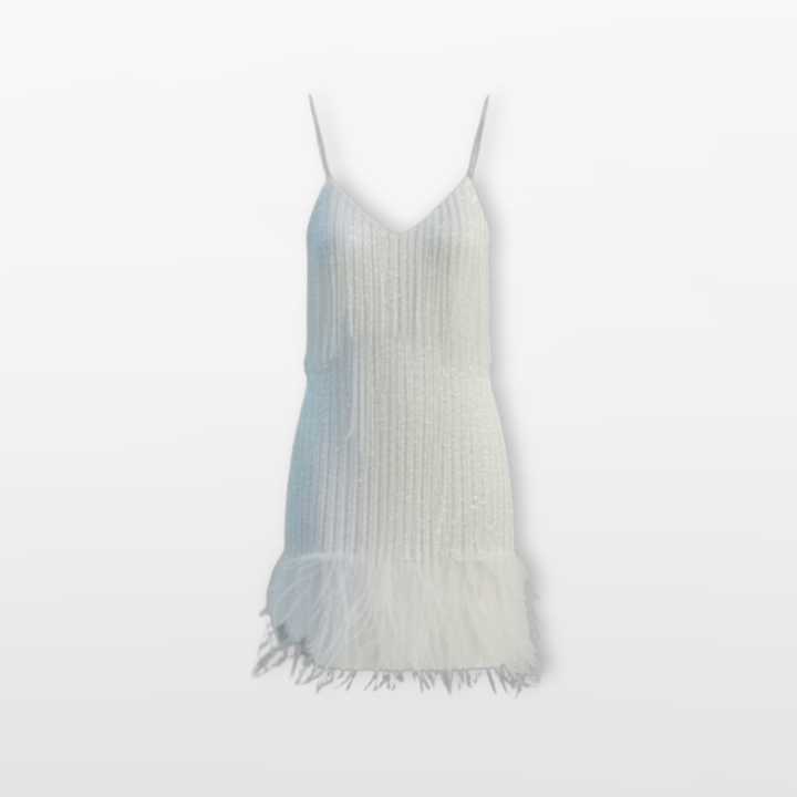 Robe Courte Femme à Plumes Élégante