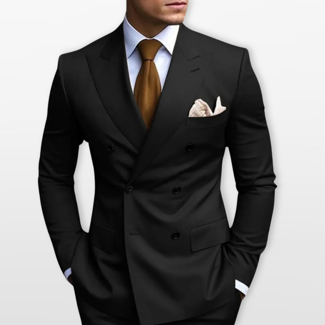 Costume Croisé Ajusté Élégant Homme