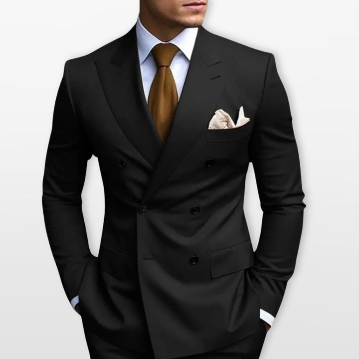 Costume Croisé Ajusté Élégant Homme