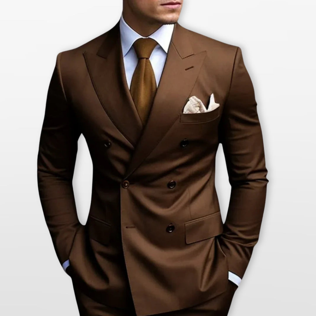 Costume Croisé Ajusté Élégant Homme