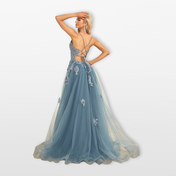Robe Soirée Tulle Dentelle Dos Nu Femme
