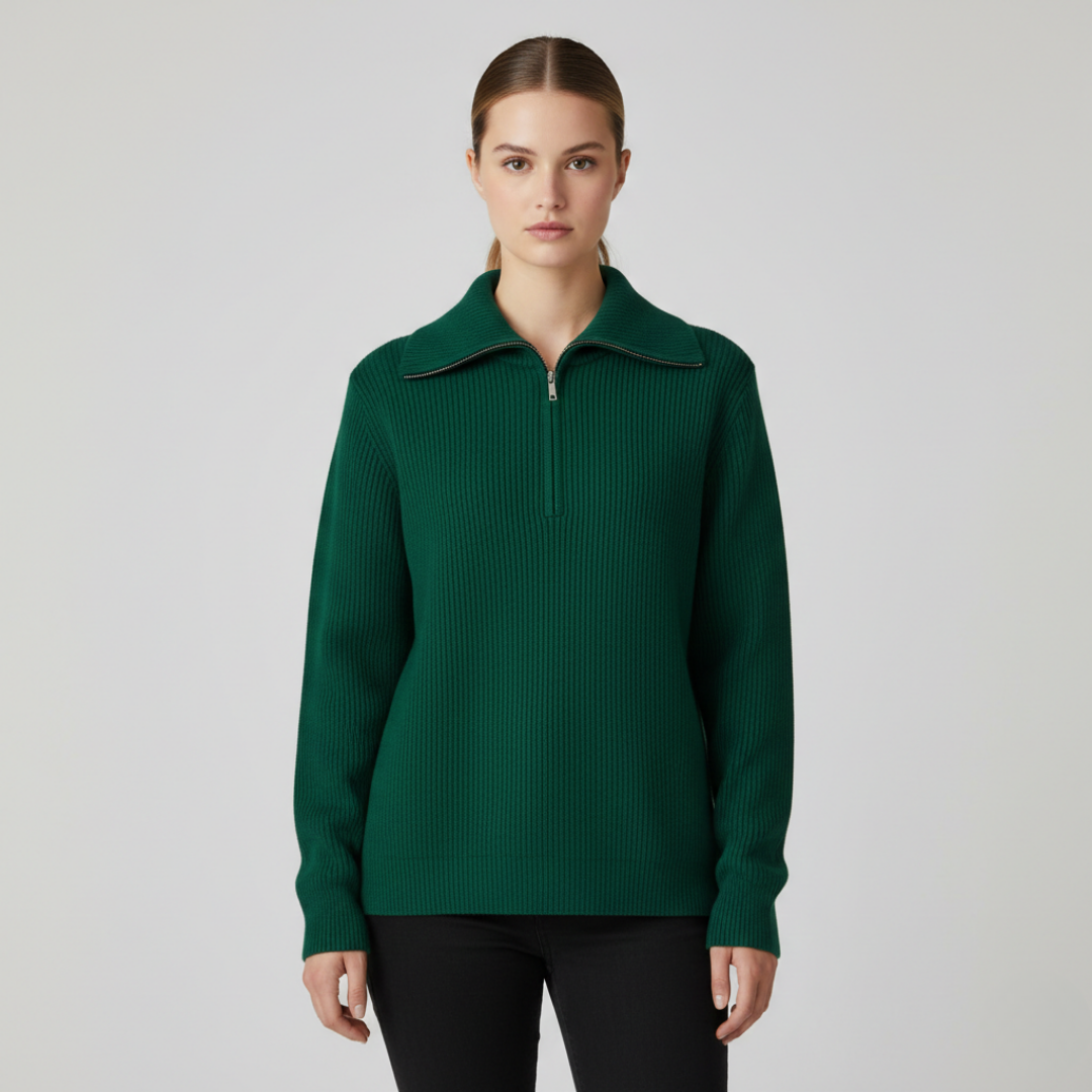 Céleste - Pull à Col Camionneur Zippé