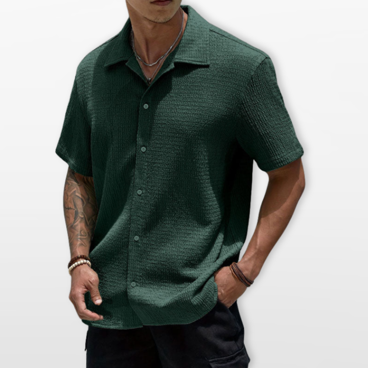 Homme Chemise Casual Texturée Manches Courtes