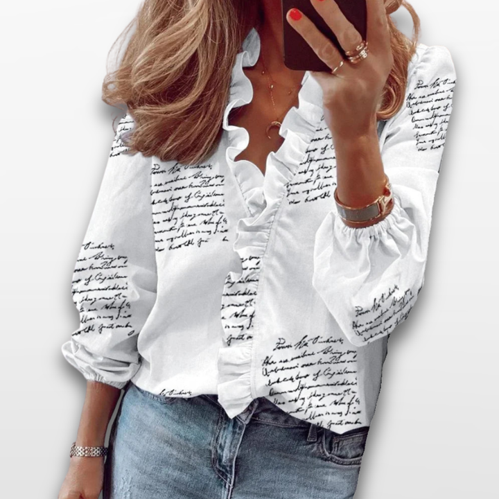 Blouse Femme Col V À Volants Fluide