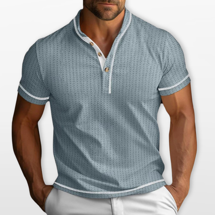 Polo Homme Col Tunisien Texturé Ajusté