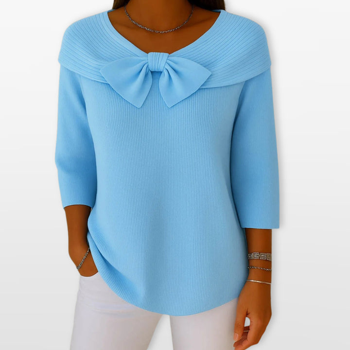 Pull Femme Maille Côtelée Nœud