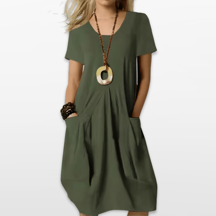 Robe Ample Femme Manches Courtes à Poches