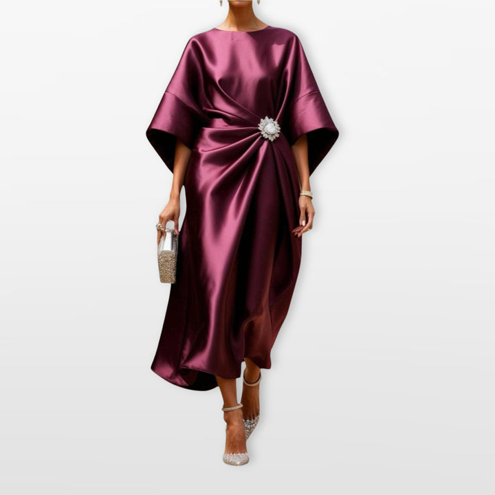 Robe Midi Drapée Satin Femme
