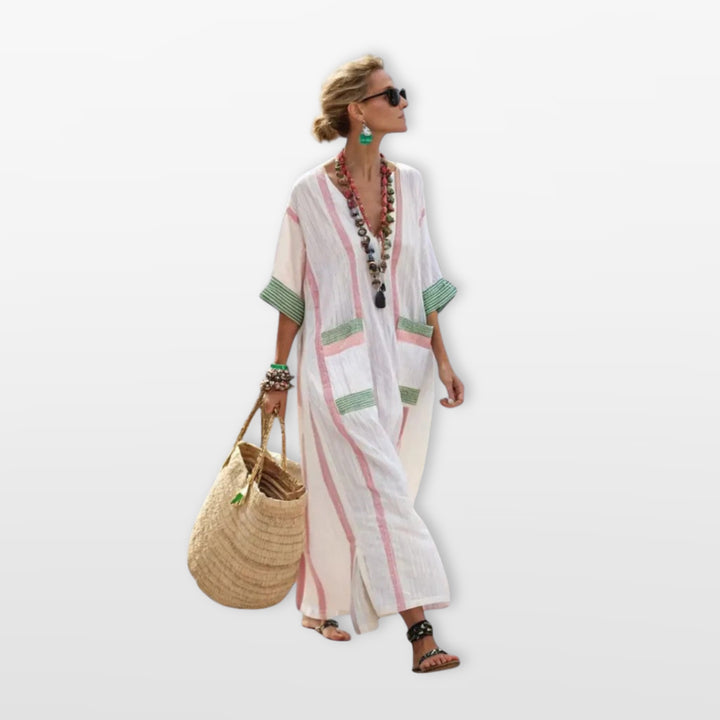 Robe Longue Rayée Bohème Femme