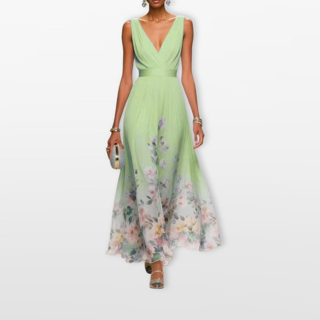 Robe Longue Fleurie Col V Femme