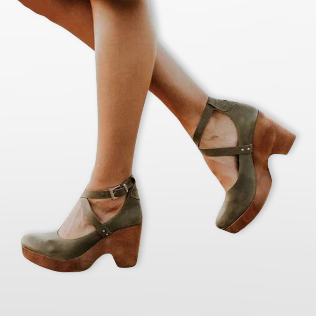 Escarpins Femme Talon Bloc Brides Croisées