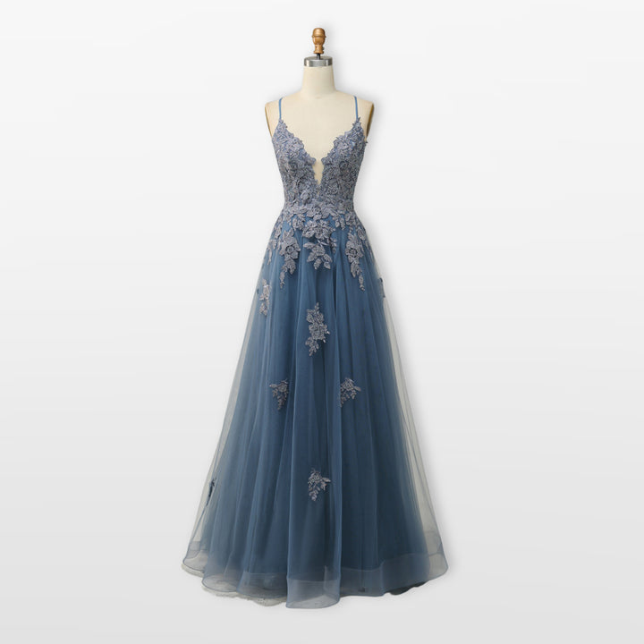 Robe Soirée Tulle Dentelle Dos Nu Femme