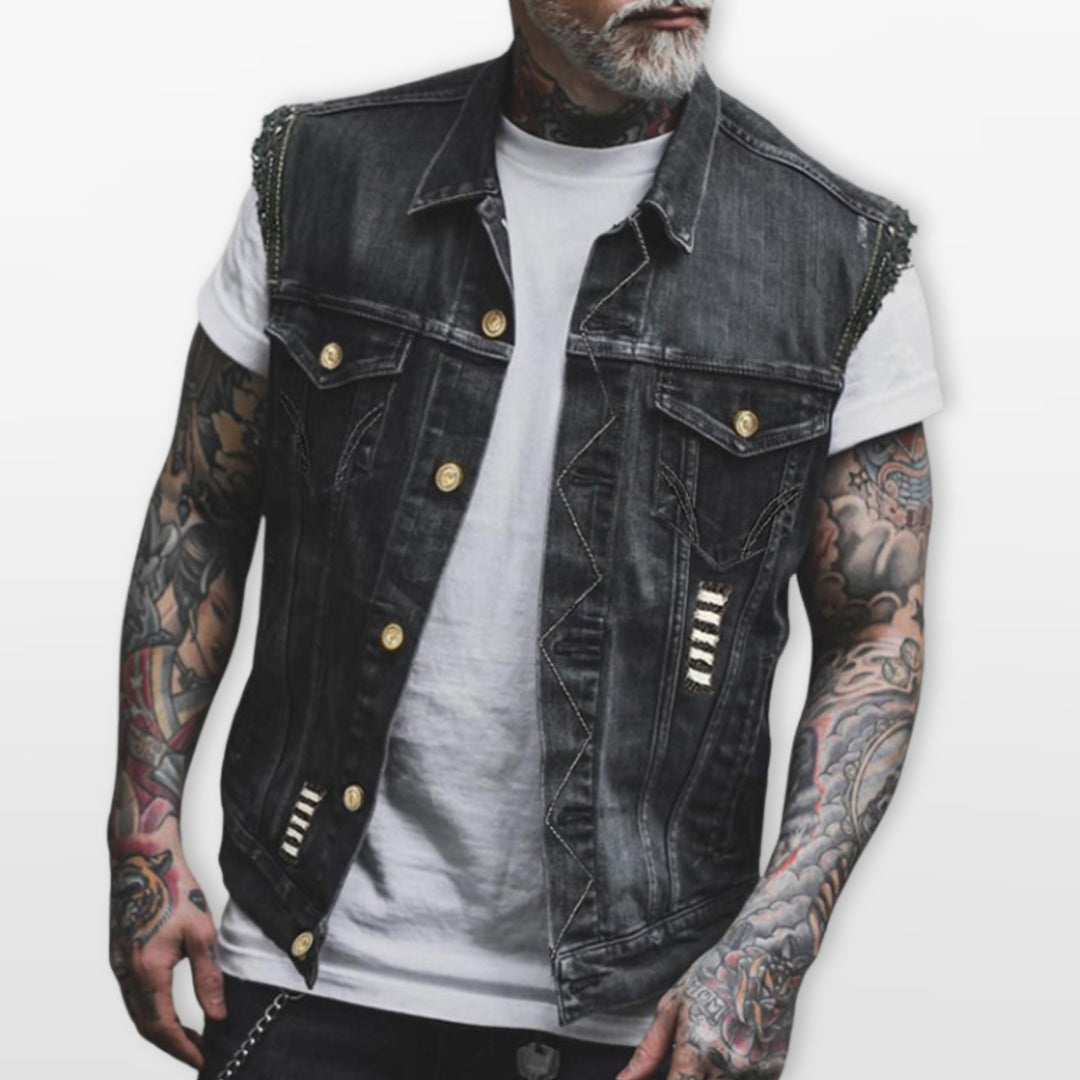 Veste Denim Sans Manches Streetwear Homme