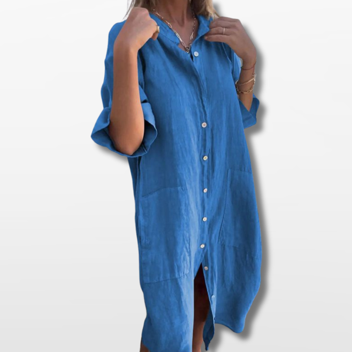 Robe Chemise Boutonnée Bohème Femme