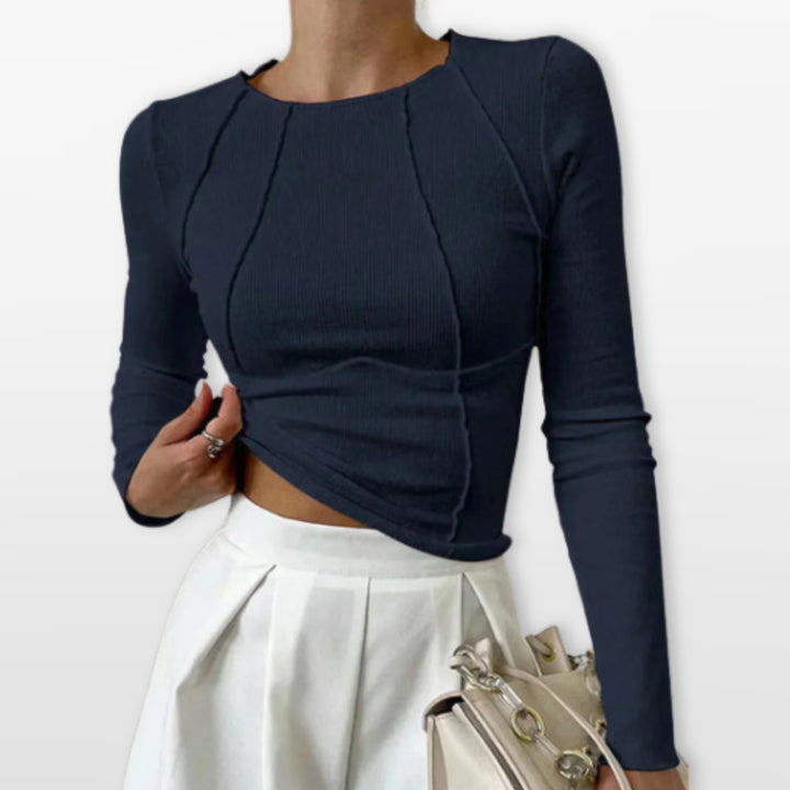 Top Manches Longues Ajusté Femme Élégant