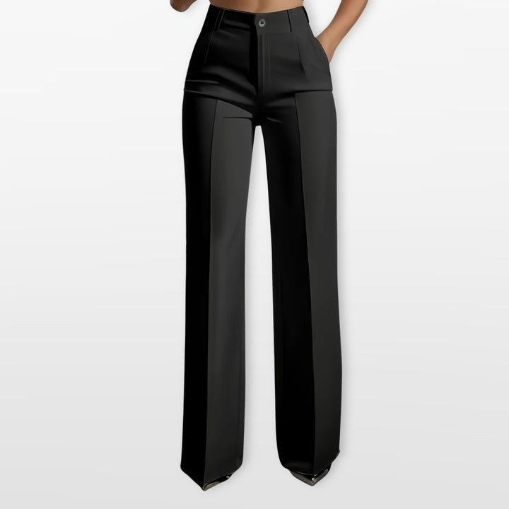 Pantalon Taille Haute Coupe Droite Élégant Femme