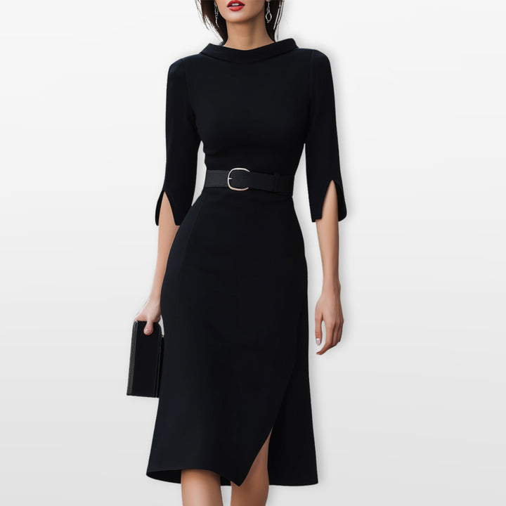 Robe Midi Ceinturée Femme Élégante