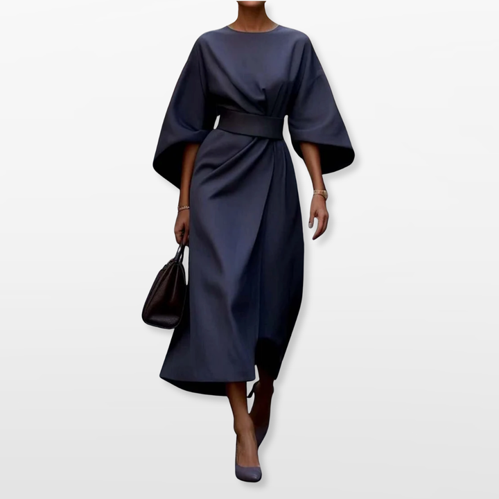 Robe Midi Femme Coupe Ceinturée