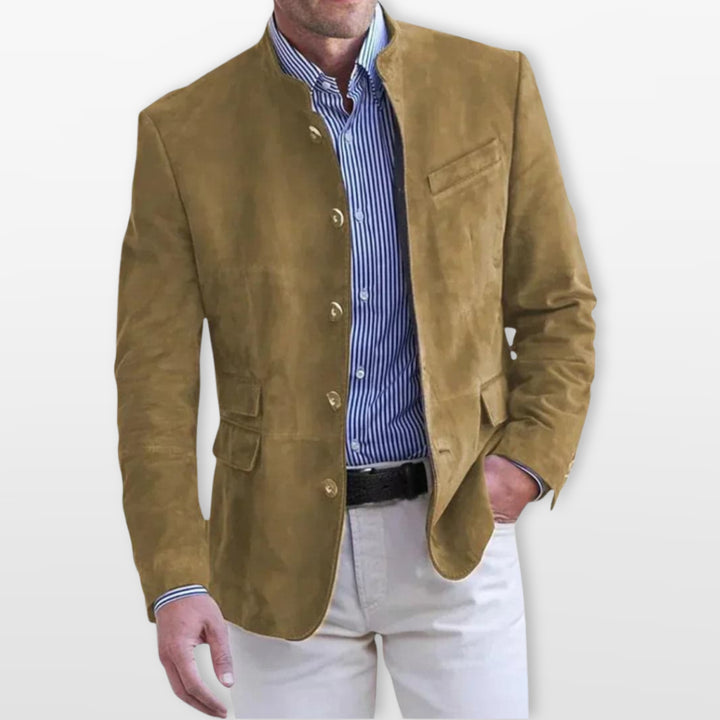 Blazer Col Montant Coupe Ajustée Élégant Homme
