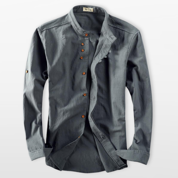 Chemise Homme Col Mao Boutonnée Moderne