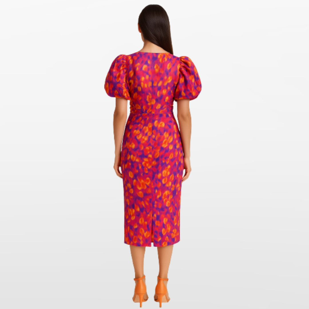 Robe Fleurie Midi Froncée Femme