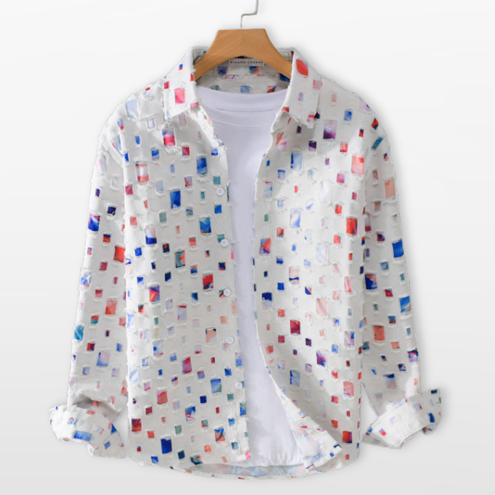 Chemise Homme Casual Motif Moderne Boutonnée