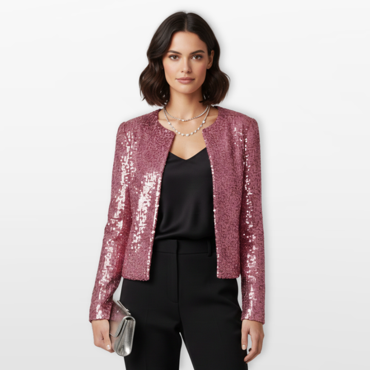 Veste Femme Sequins Courte Élégante Soirée