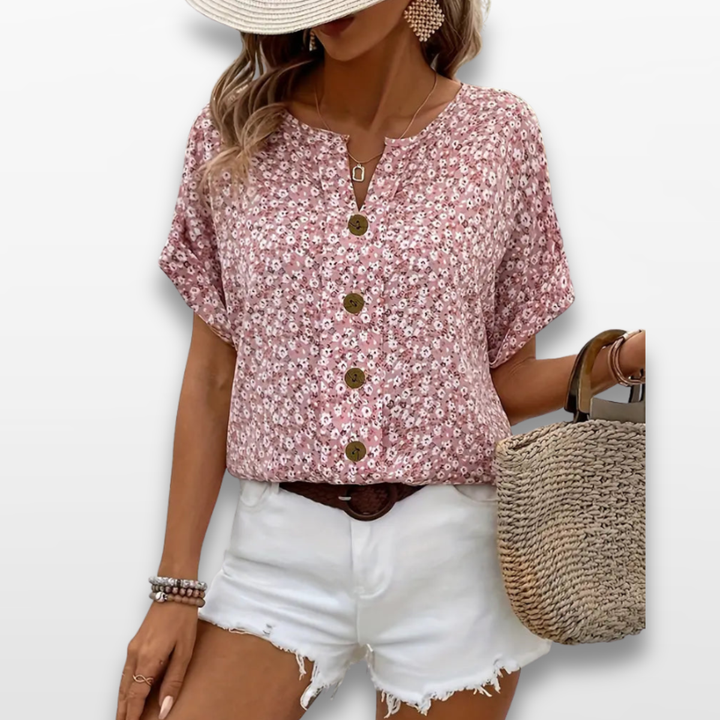 Blouse Femme Fleurie Boutonnée Ample