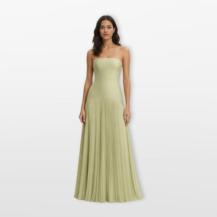Robe Longue Plissée Bustier Élégante Femme