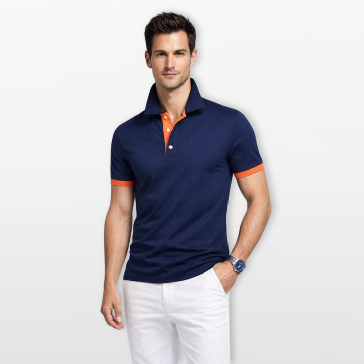 Polo Homme Coupe Ajustée Col Contrasté Élégant