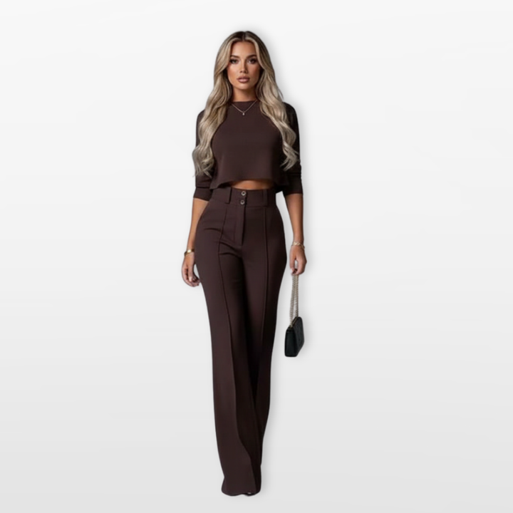 Ensemble Femme Deux Pièces Top et Pantalon Élégant
